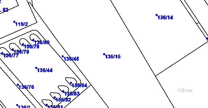 Parcela st. 136/15 v KÚ Hradiště u Chebu, Katastrální mapa