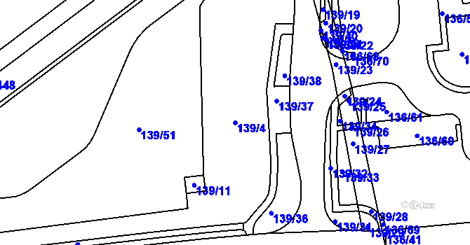Parcela st. 139/4 v KÚ Hradiště u Chebu, Katastrální mapa