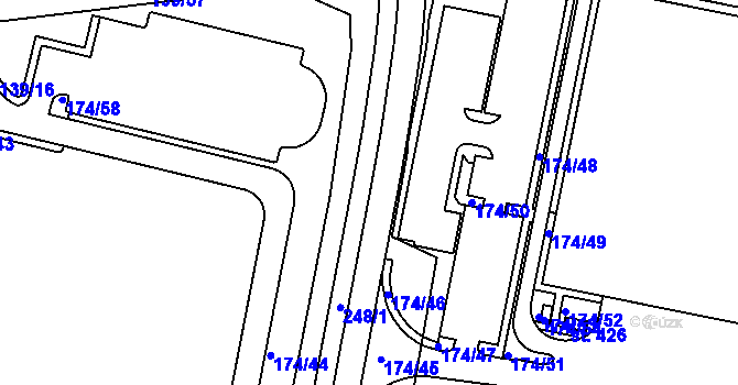 Parcela st. 174/5 v KÚ Hradiště u Chebu, Katastrální mapa