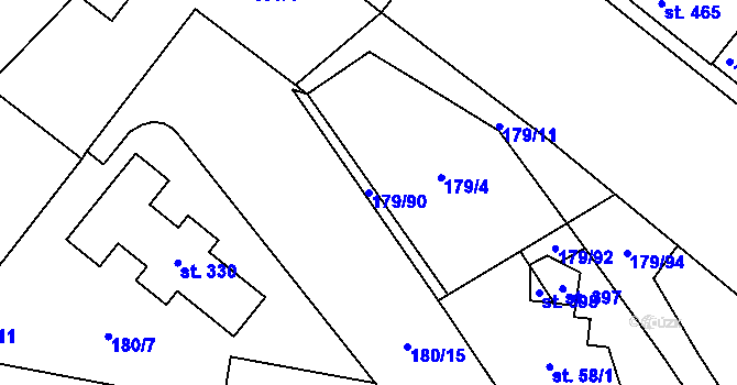 Parcela st. 179/90 v KÚ Hradiště u Chebu, Katastrální mapa