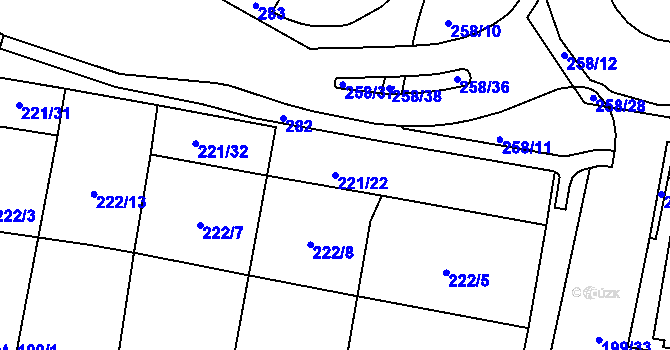 Parcela st. 221/22 v KÚ Hradiště u Chebu, Katastrální mapa