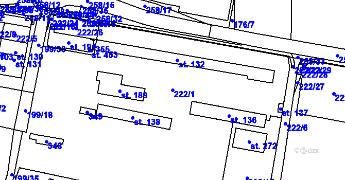 Parcela st. 222/1 v KÚ Hradiště u Chebu, Katastrální mapa