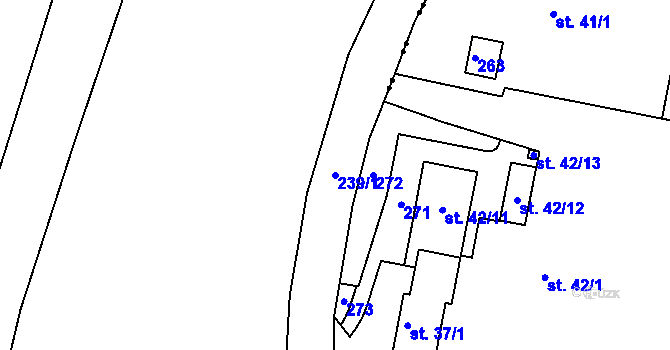 Parcela st. 239/1 v KÚ Hradiště u Chebu, Katastrální mapa
