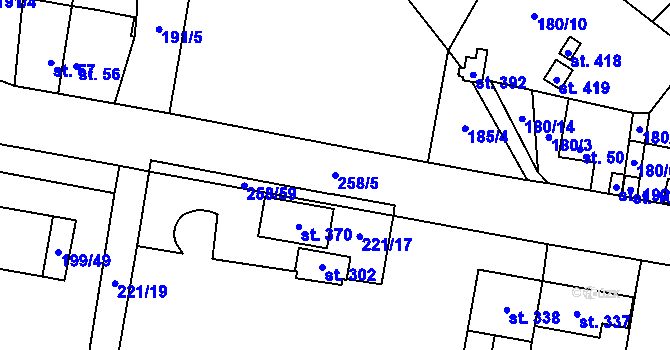 Parcela st. 258/5 v KÚ Hradiště u Chebu, Katastrální mapa