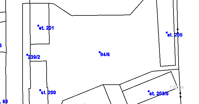 Parcela st. 94/6 v KÚ Hradiště u Chebu, Katastrální mapa