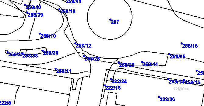 Parcela st. 258/12 v KÚ Hradiště u Chebu, Katastrální mapa