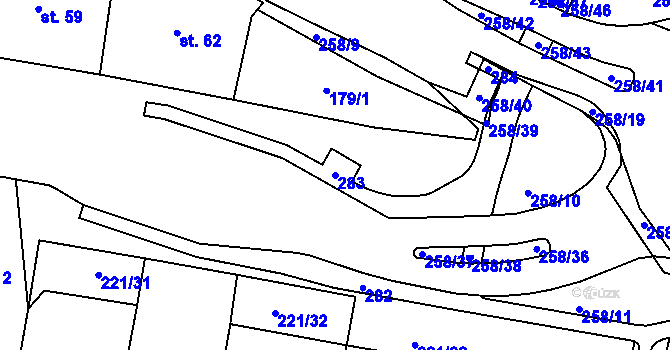 Parcela st. 283 v KÚ Hradiště u Chebu, Katastrální mapa