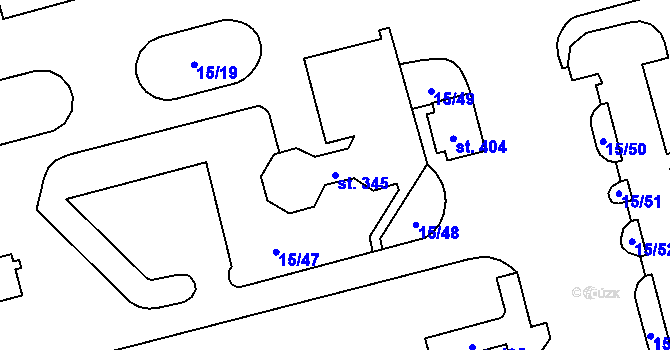 Parcela st. 345 v KÚ Hradiště u Chebu, Katastrální mapa