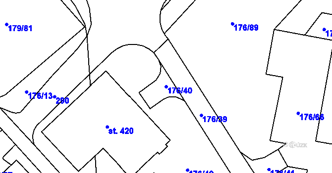 Parcela st. 176/40 v KÚ Hradiště u Chebu, Katastrální mapa