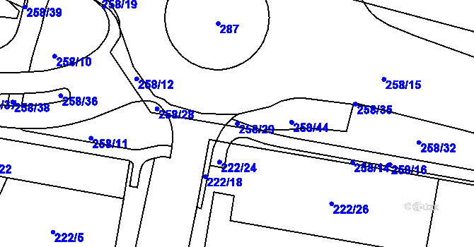 Parcela st. 258/29 v KÚ Hradiště u Chebu, Katastrální mapa