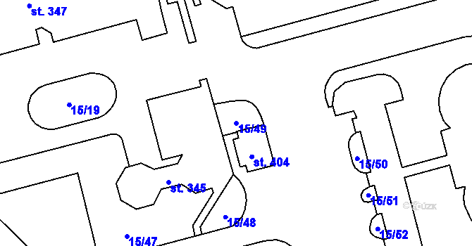 Parcela st. 15/49 v KÚ Hradiště u Chebu, Katastrální mapa