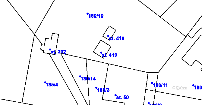 Parcela st. 419 v KÚ Hradiště u Chebu, Katastrální mapa