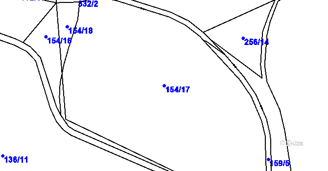 Parcela st. 154/17 v KÚ Hradiště u Chebu, Katastrální mapa