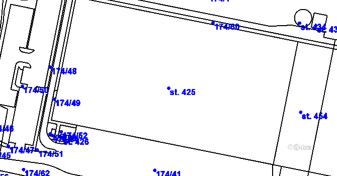 Parcela st. 425 v KÚ Hradiště u Chebu, Katastrální mapa