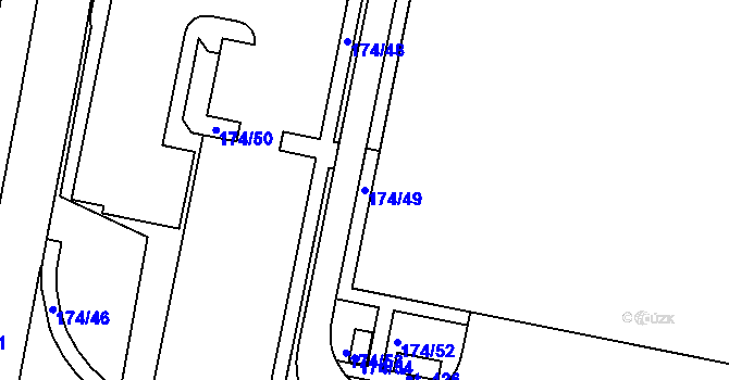 Parcela st. 174/49 v KÚ Hradiště u Chebu, Katastrální mapa