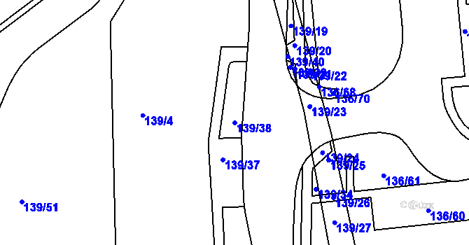 Parcela st. 139/38 v KÚ Hradiště u Chebu, Katastrální mapa