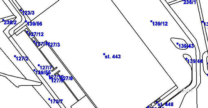 Parcela st. 443 v KÚ Hradiště u Chebu, Katastrální mapa