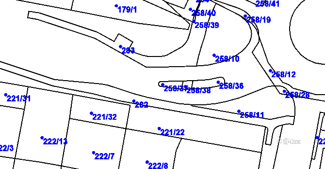 Parcela st. 258/37 v KÚ Hradiště u Chebu, Katastrální mapa