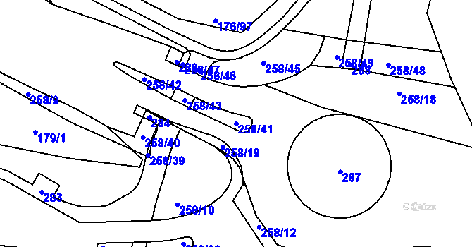 Parcela st. 258/41 v KÚ Hradiště u Chebu, Katastrální mapa