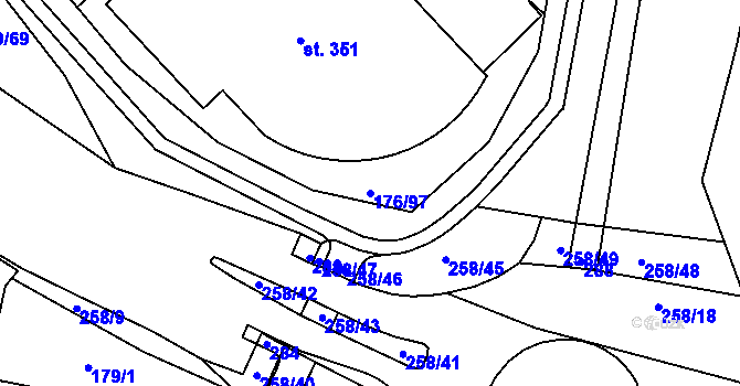 Parcela st. 176/97 v KÚ Hradiště u Chebu, Katastrální mapa