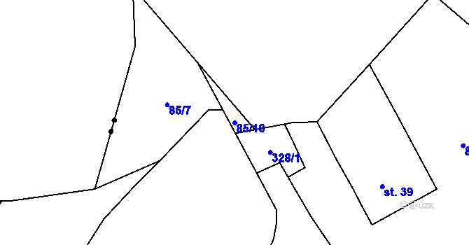Parcela st. 85/10 v KÚ Hradiště u Chebu, Katastrální mapa