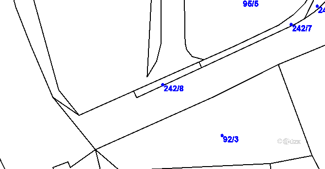 Parcela st. 242/8 v KÚ Hradiště u Chebu, Katastrální mapa