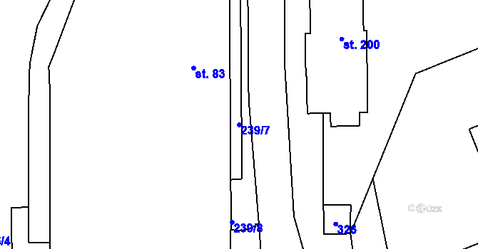 Parcela st. 239/7 v KÚ Hradiště u Chebu, Katastrální mapa
