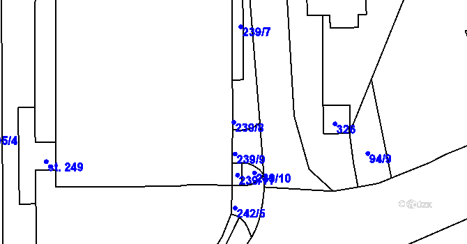 Parcela st. 239/8 v KÚ Hradiště u Chebu, Katastrální mapa