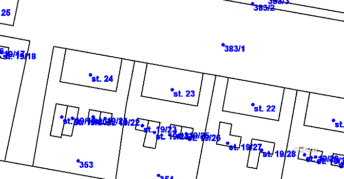Parcela st. 23 v KÚ Dolní Dvory, Katastrální mapa