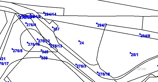 Parcela st. 24 v KÚ Dolní Dvory, Katastrální mapa