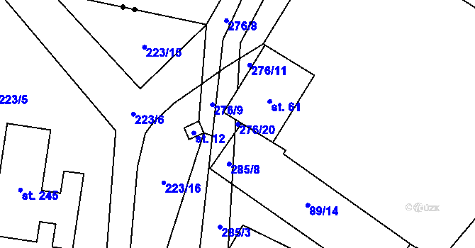 Parcela st. 276/20 v KÚ Dolní Dvory, Katastrální mapa