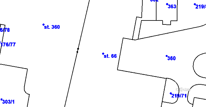 Parcela st. 66 v KÚ Dolní Dvory, Katastrální mapa