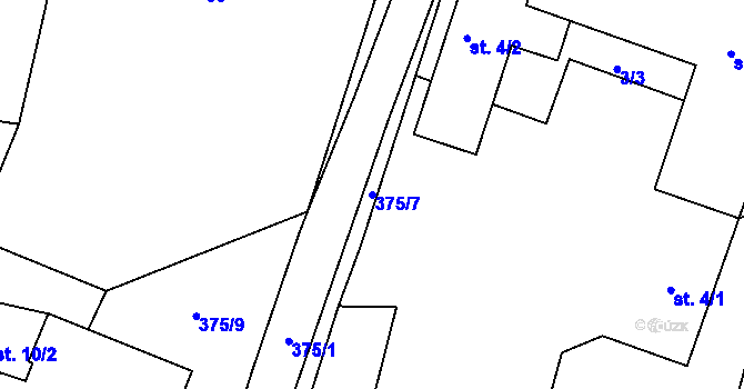 Parcela st. 375/7 v KÚ Horní Dvory, Katastrální mapa