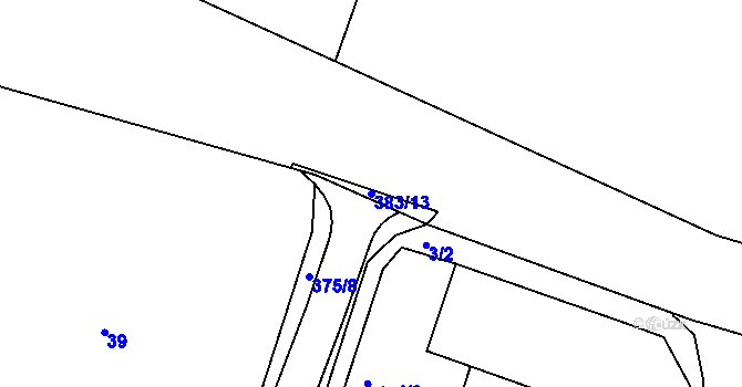 Parcela st. 383/13 v KÚ Horní Dvory, Katastrální mapa