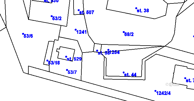 Parcela st. 58 v KÚ Dřenice u Chebu, Katastrální mapa