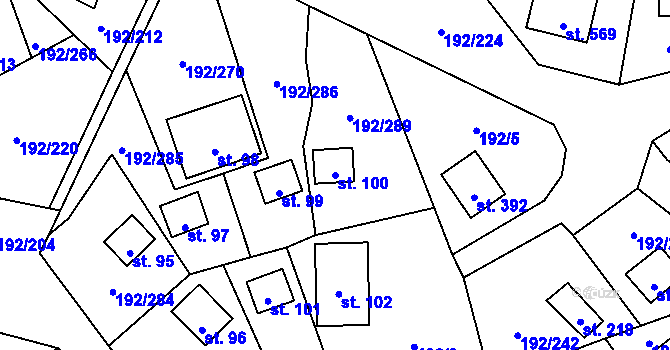 Parcela st. 100 v KÚ Dřenice u Chebu, Katastrální mapa