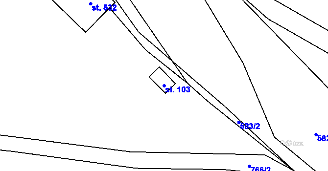 Parcela st. 103 v KÚ Dřenice u Chebu, Katastrální mapa