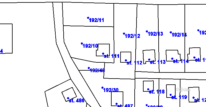 Parcela st. 111 v KÚ Dřenice u Chebu, Katastrální mapa