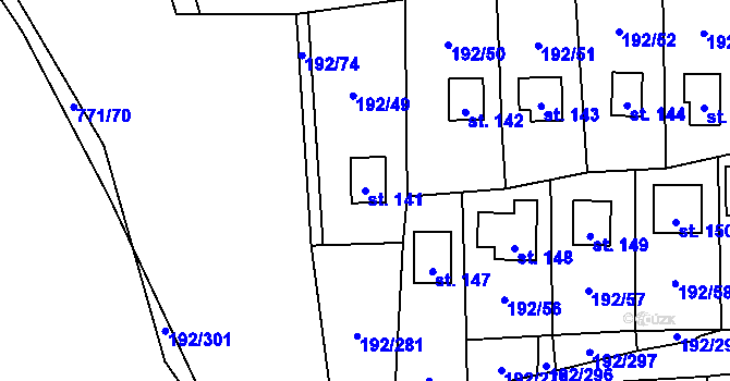 Parcela st. 141 v KÚ Dřenice u Chebu, Katastrální mapa