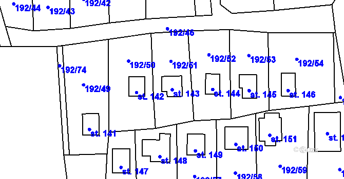 Parcela st. 143 v KÚ Dřenice u Chebu, Katastrální mapa