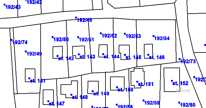 Parcela st. 144 v KÚ Dřenice u Chebu, Katastrální mapa