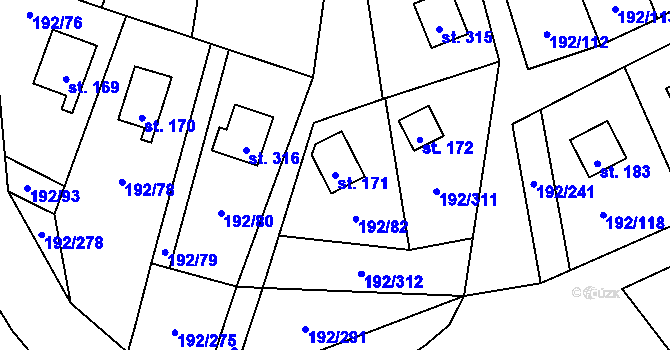 Parcela st. 171 v KÚ Dřenice u Chebu, Katastrální mapa