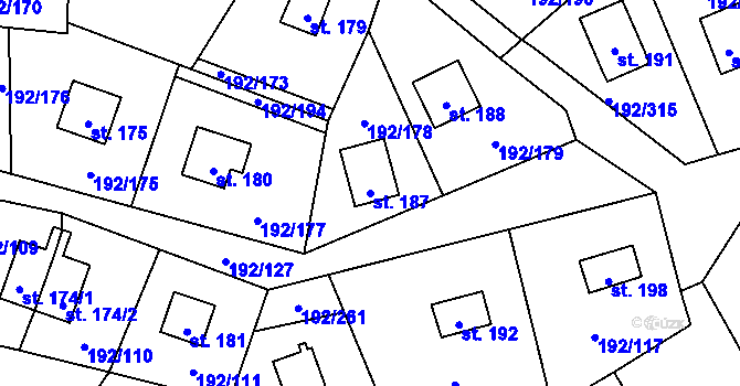 Parcela st. 187 v KÚ Dřenice u Chebu, Katastrální mapa