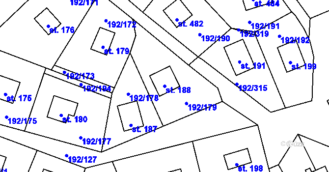Parcela st. 188 v KÚ Dřenice u Chebu, Katastrální mapa