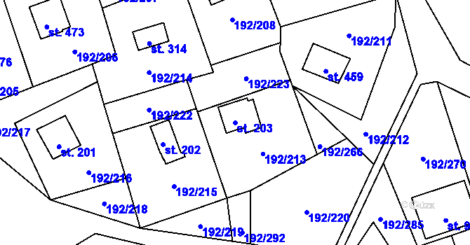 Parcela st. 203 v KÚ Dřenice u Chebu, Katastrální mapa