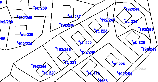 Parcela st. 222 v KÚ Dřenice u Chebu, Katastrální mapa