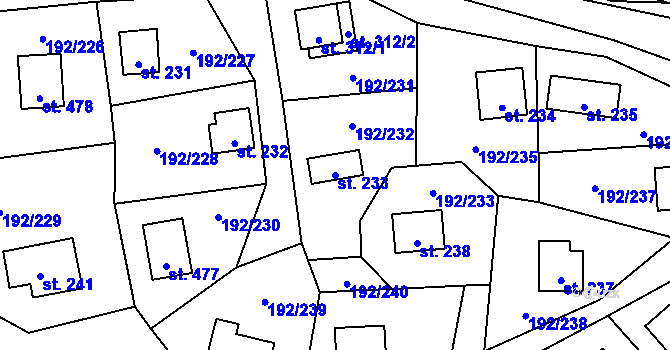 Parcela st. 233 v KÚ Dřenice u Chebu, Katastrální mapa