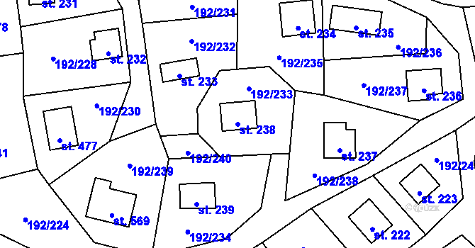 Parcela st. 238 v KÚ Dřenice u Chebu, Katastrální mapa