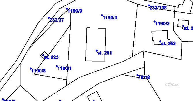 Parcela st. 251 v KÚ Dřenice u Chebu, Katastrální mapa