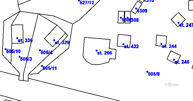 Parcela st. 266 v KÚ Dřenice u Chebu, Katastrální mapa